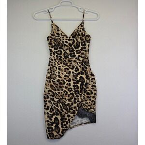 B Darlin Dress Womens 4 Y2K Animal Print‎ Baddie Bodycon Party Asymmetrical Sexy